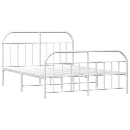 Sengeramme med sengegavl og fodgærde 183x213 cm metal hvid