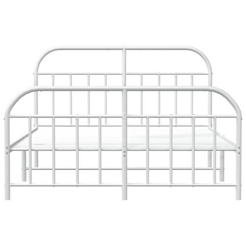 Sengeramme med sengegavl og fodgærde 183x213 cm metal hvid