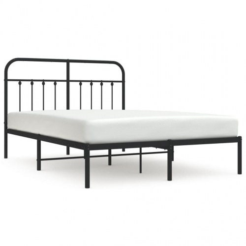 Sengeramme med sengegavl 140×190 cm - metal, sort