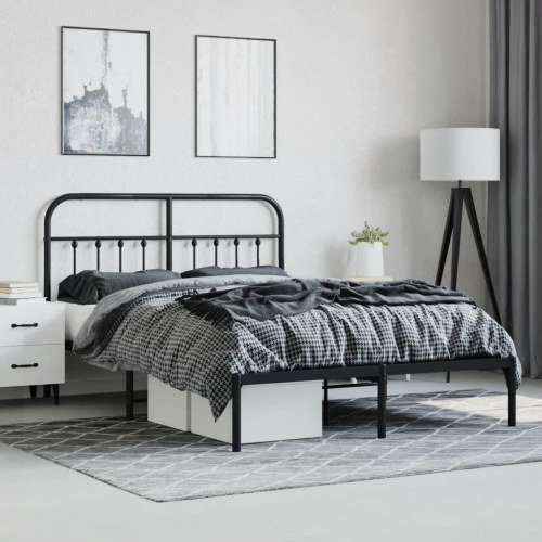 Sengeramme med sengegavl 140×190 cm - metal, sort