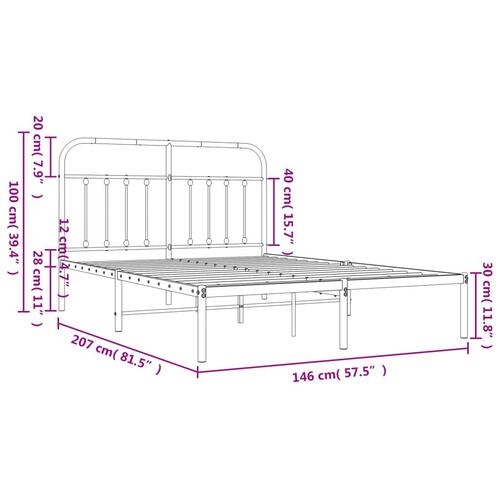 Sengeramme med sengegavl 140x200 cm metal sort