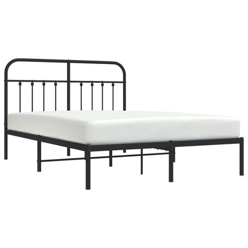 Sengeramme med sengegavl 150x200 cm metal sort