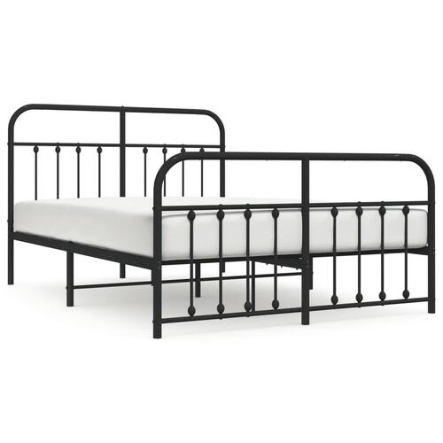 Sengeramme med sengegavl og fodgærde 135x190 cm metal sort