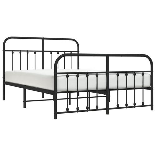 Sengeramme med sengegavl og fodgærde 135x190 cm metal sort