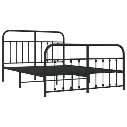 Sengeramme med sengegavl og fodgærde 135x190 cm metal sort