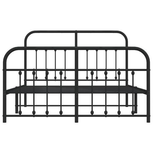 Sengeramme med sengegavl og fodgærde 135x190 cm metal sort