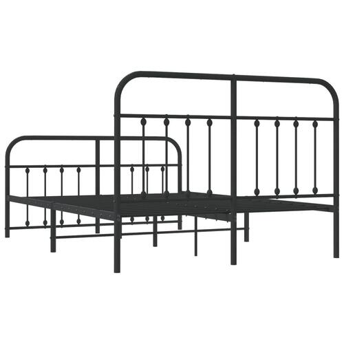 Sengeramme med sengegavl og fodgærde 135x190 cm metal sort