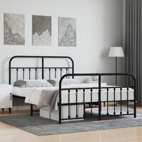 Sengeramme med sengegavl og fodgærde 140x190 cm metal sort