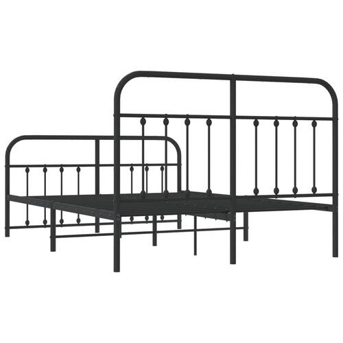 Sengeramme med sengegavl og fodgærde 140x190 cm metal sort