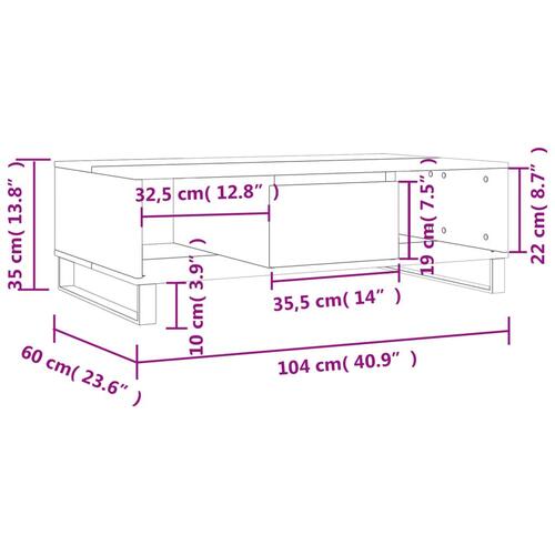 Sofabord 104x60x35 cm konstrueret træ røget egetræsfarve