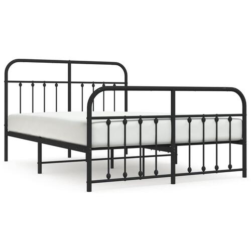 Sengeramme med sengegavl og fodgærde 150x200 cm metal sort