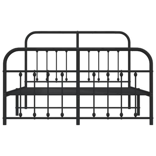 Sengeramme med sengegavl og fodgærde 150x200 cm metal sort