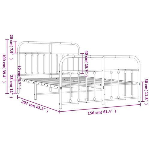 Sengeramme med sengegavl og fodgærde 150x200 cm metal sort