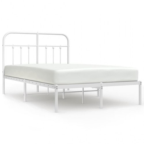 Sengeramme med sengegavl 120×190 cm - metal, hvid