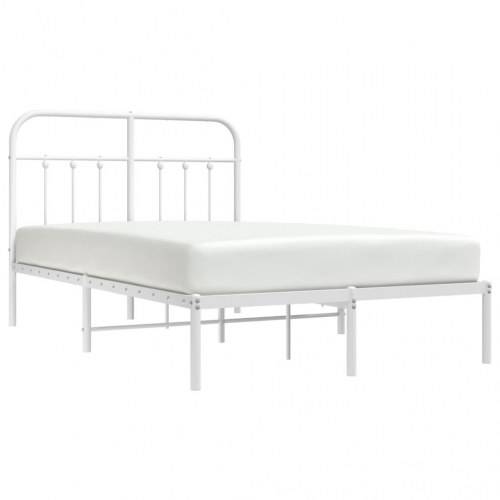 Sengeramme med sengegavl 120×190 cm - metal, hvid