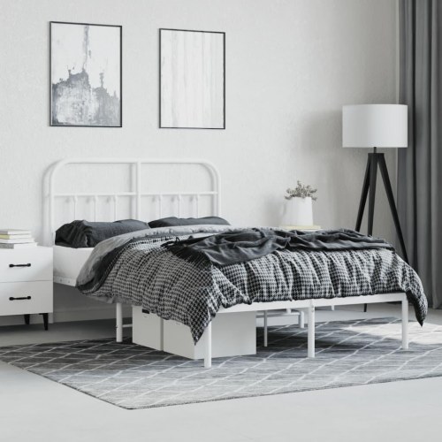 Sengeramme med sengegavl 120×190 cm - metal, hvid