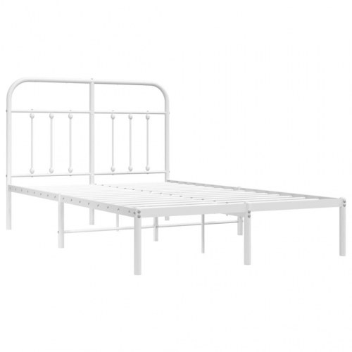 Sengeramme med sengegavl 120×190 cm - metal, hvid