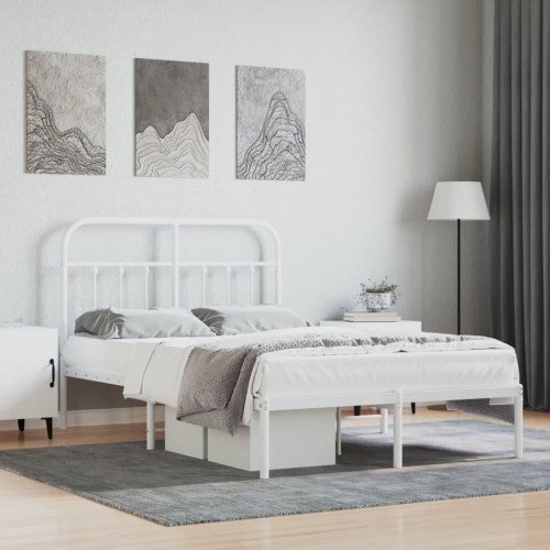Sengeramme med sengegavl 120x200 cm - metal, hvid