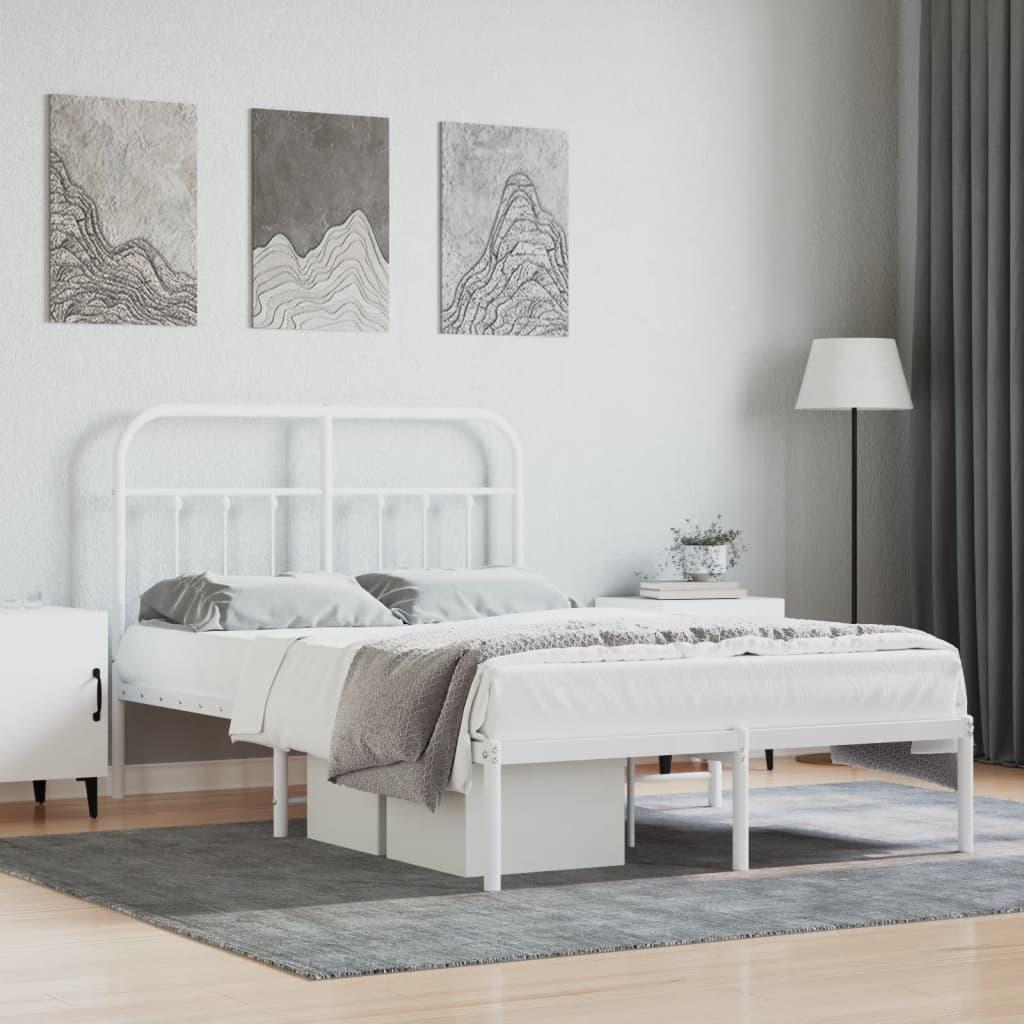 Sengeramme med sengegavl 120x200 cm metal hvid billede