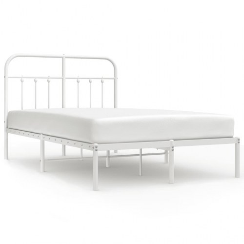 Sengeramme med sengegavl 120x200 cm - metal, hvid