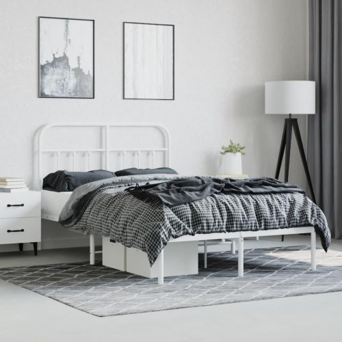 Sengeramme med sengegavl 120x200 cm - metal, hvid