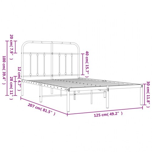 Sengeramme med sengegavl 120x200 cm - metal, hvid