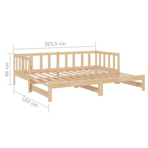Daybed med udtræk 2x(90x200) cm massivt fyrretræ
