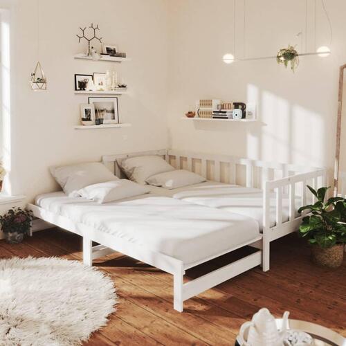 Daybed med udtræk 2x(90x200) cm massivt fyrretræ hvid