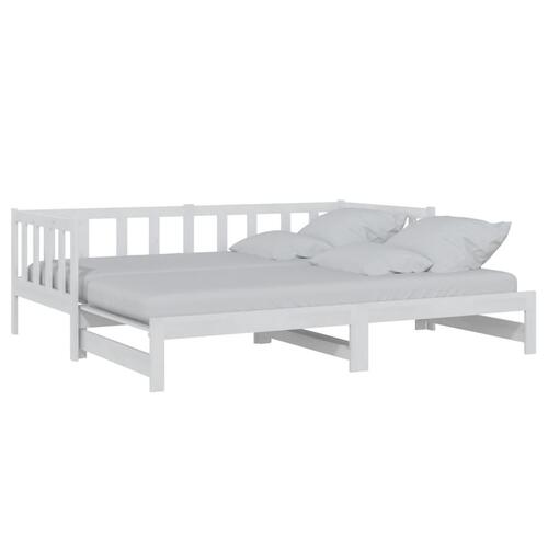 Daybed med udtræk 2x(90x200) cm massivt fyrretræ hvid