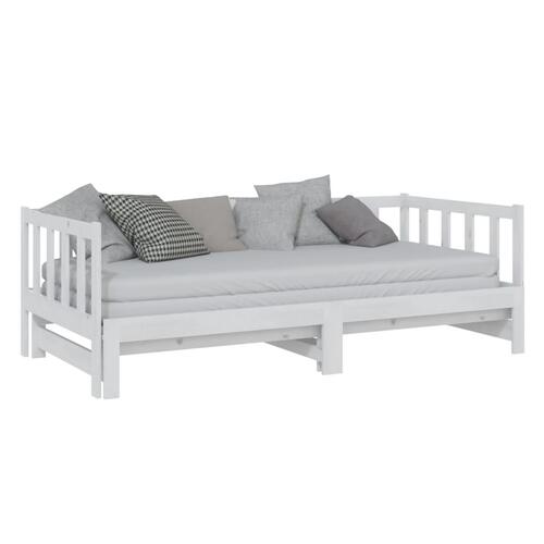 Daybed med udtræk 2x(90x200) cm massivt fyrretræ hvid