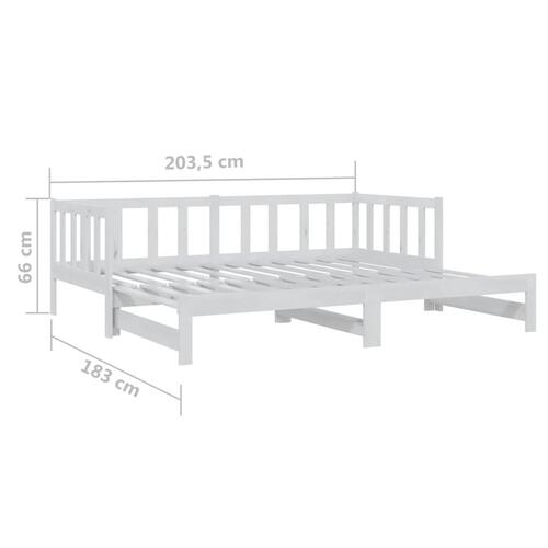 Daybed med udtræk 2x(90x200) cm massivt fyrretræ hvid