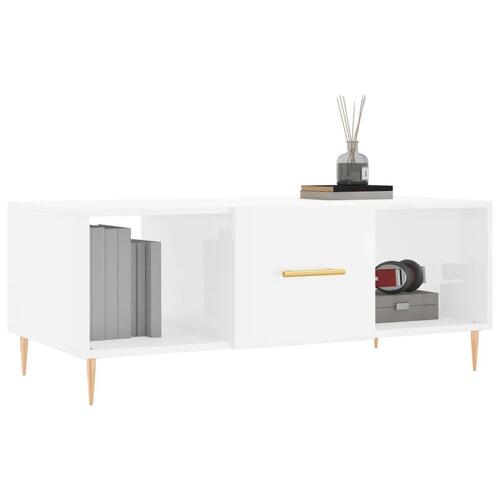 Sofabord 102x50x40 cm konstrueret træ hvid højglans