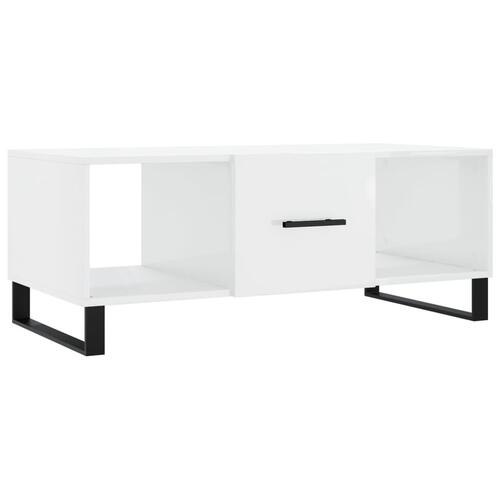 Sofabord 102x50x40 cm konstrueret træ hvid højglans