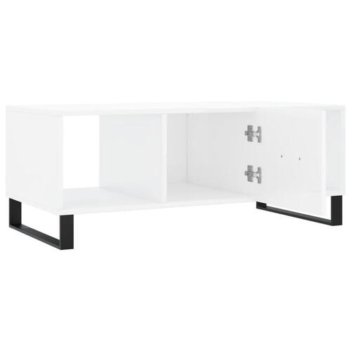 Sofabord 102x50x40 cm konstrueret træ hvid højglans
