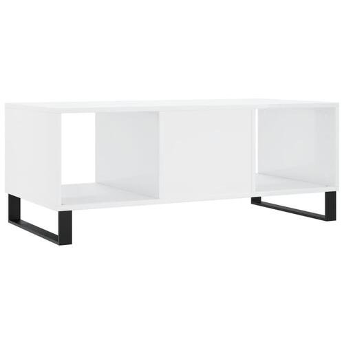Sofabord 102x50x40 cm konstrueret træ hvid højglans