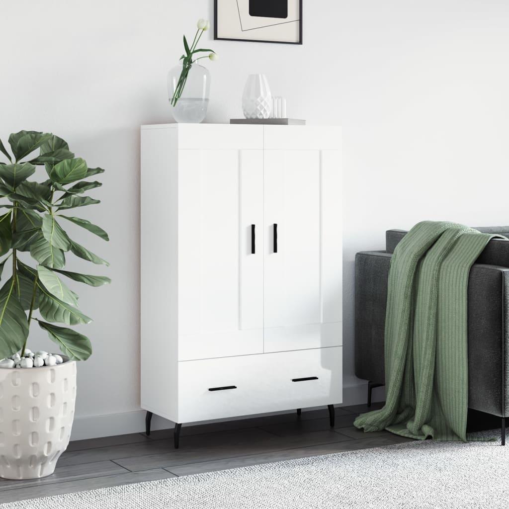 Skab 69,5x31x115 cm konstrueret træ hvid højglans