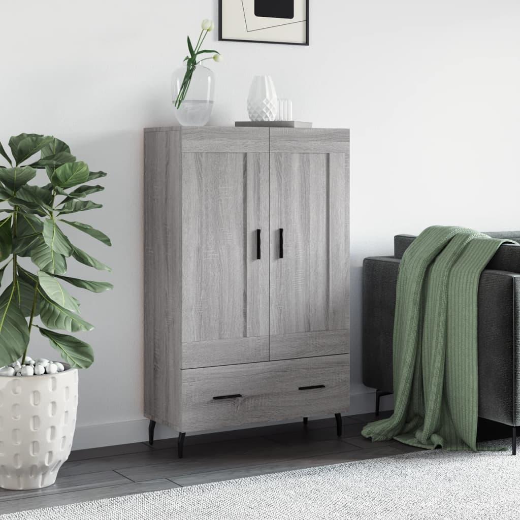 Skab med skuffe 69,5 × 31 × 115 cm - grå sonoma-eg, konstrueret træ billede