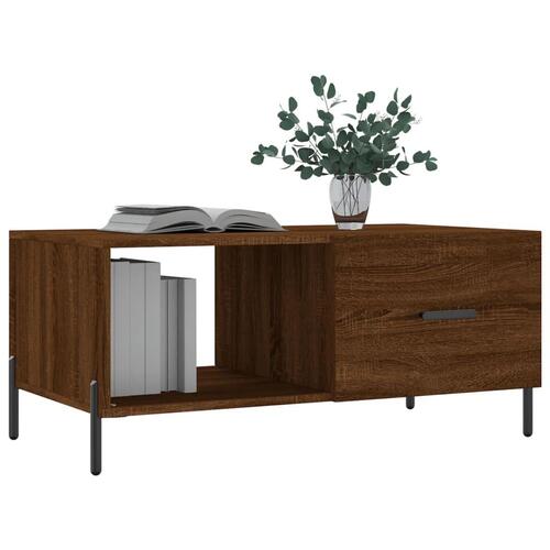 Sofabord 90x50x40 cm konstrueret træ brun egetræsfarve