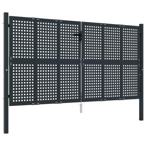 Havelåge antracitgrå 300×150 cm i stål - låsbar dobbeltlåge