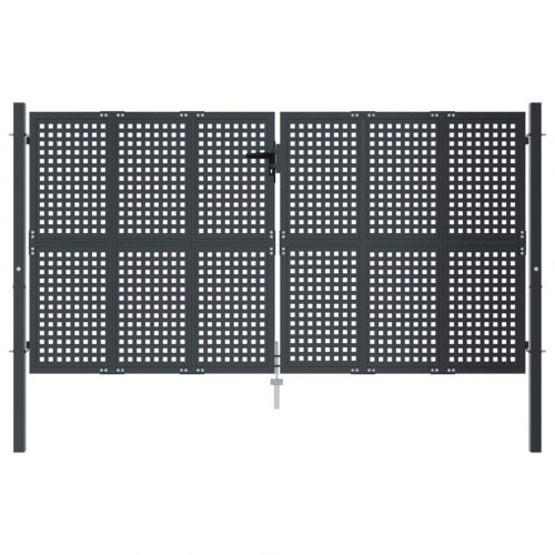 Havelåge antracitgrå 300×150 cm i stål - låsbar dobbeltlåge