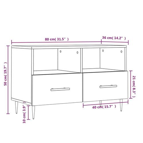 Tv-bord 80x36x50 cm konstrueret træ hvid