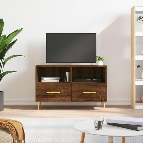 Tv-bord 80x36x50 cm konstrueret træ brun egetræsfarve