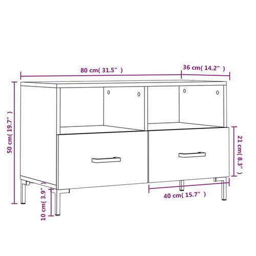 Tv-bord 80x36x50 cm konstrueret træ sort