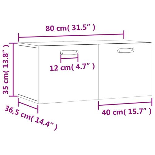 Vægskab 80x36,5x35 cm konstrueret træ grå sonoma-eg