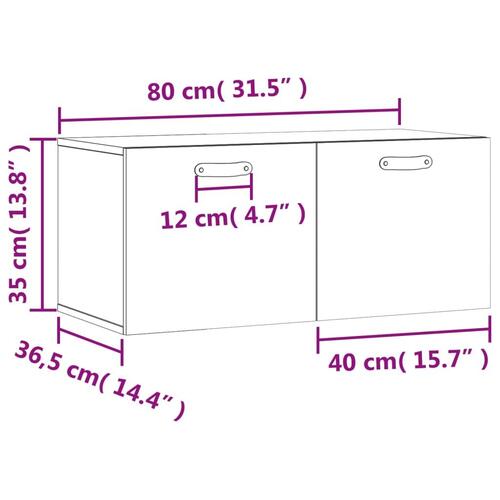 Vægskab 80x36,5x35 cm konstrueret træ hvid