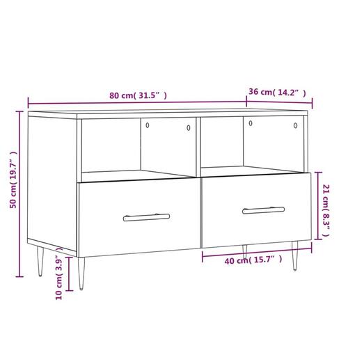 Tv-bord 80x36x50 cm konstrueret træ sonoma-eg
