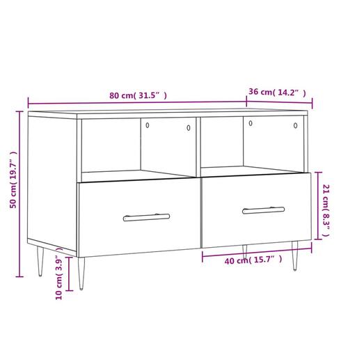 Tv-bord 80x36x50 cm konstrueret træ røget egetræsfarve
