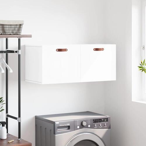 Vægskab 80x36,5x35 cm konstrueret træ hvid højglans