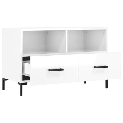 Tv-bord 80x36x50 cm konstrueret træ hvid højglans