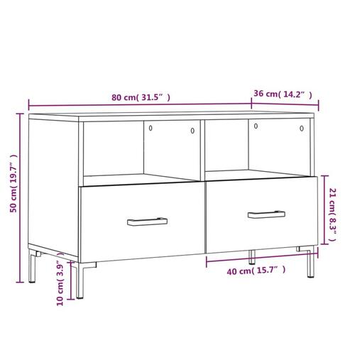 Tv-bord 80x36x50 cm konstrueret træ betongrå